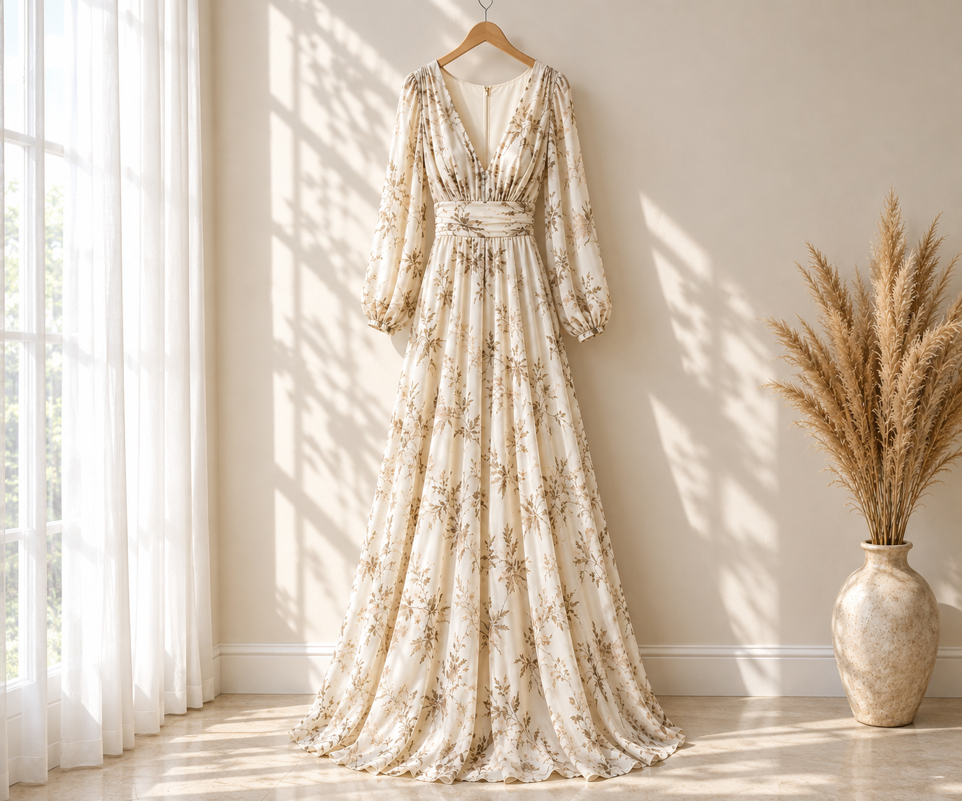 Ivory Botanical Bloom Maxi Dress